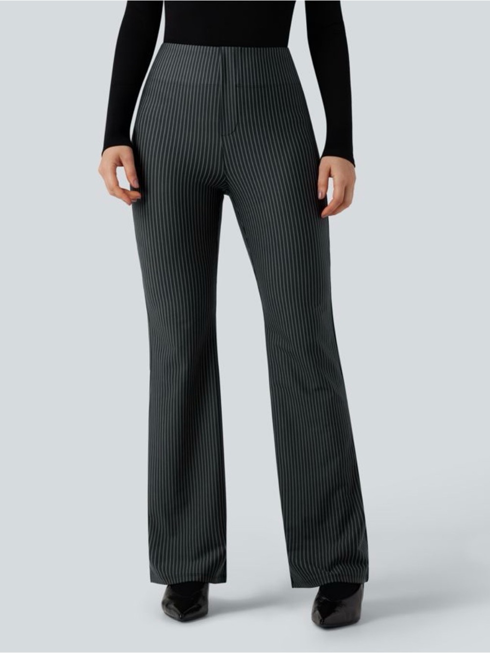HALARA Flex™ High Waisted Striped Work Flare Pants with Pockets